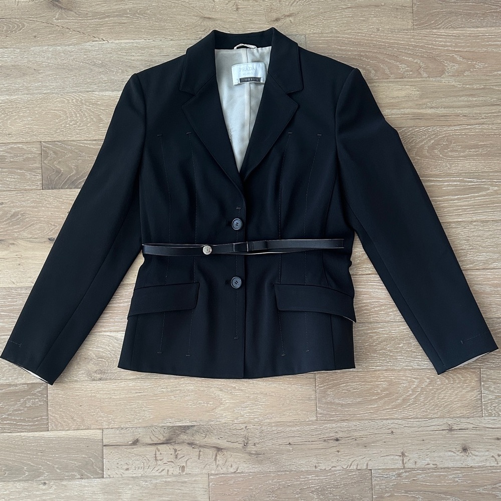 Prada Black Women's Blazer with Belt